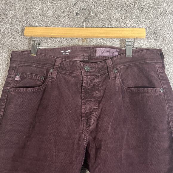 AG Adriano Goldschmied Dylan Men's 32x33 Slim Skinny Burgundy Corduroy Jeans - Picture 4 of 13